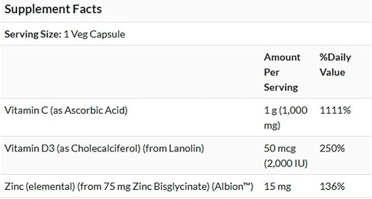 Vitamina C-1000, Zinc & D3 2