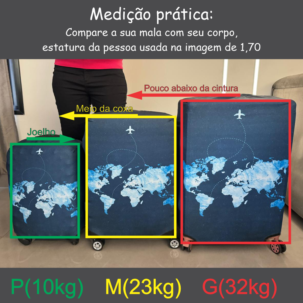 Capa Elástica Protetora de Mala para Viagem de Mapa 3