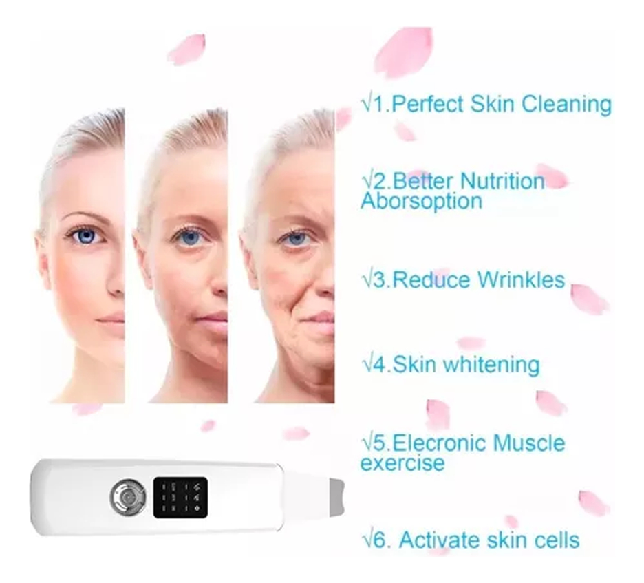 Peeling Ultrassônico e Ionização Portátil Anti Cravos e Acne 2