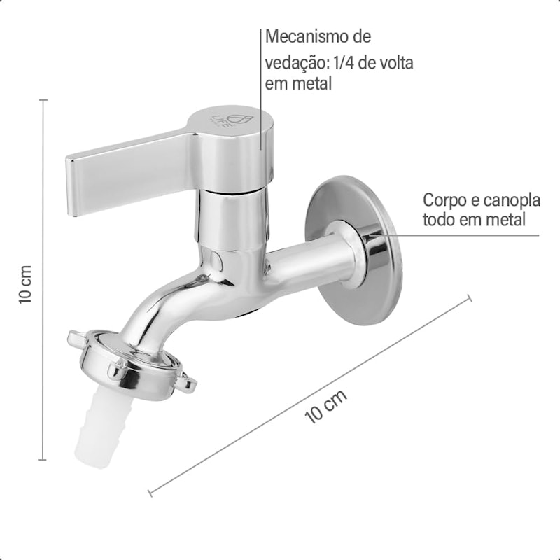 Torneira para Jardim Área de Serviço Tanque Cromada 2