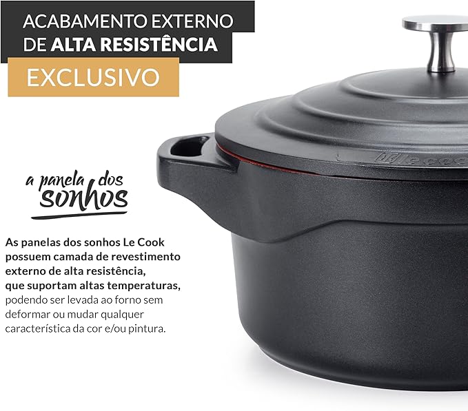 Jogo de 4 Panelas Premier Black Le Cook 4