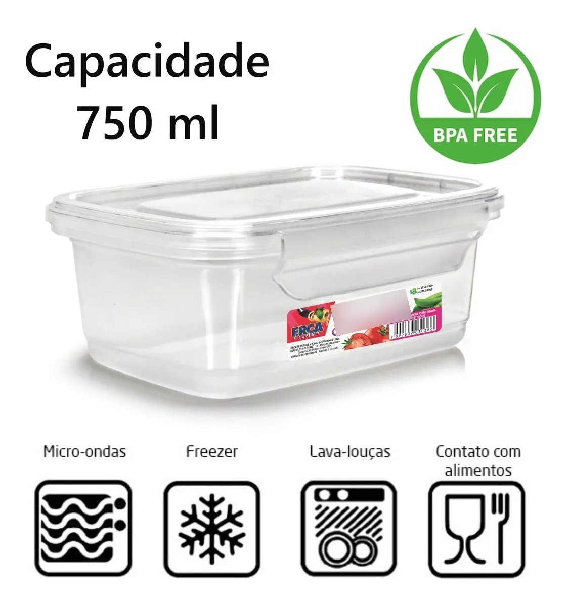 Kit 10 Potes Marmita Fitness 750 ml Travas Freezer Microondas 2
