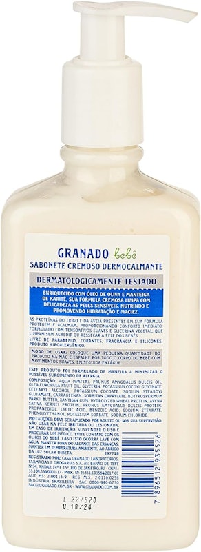 Sabonete Cremoso Dermocalmante Bebê Peles Sensíveis 2
