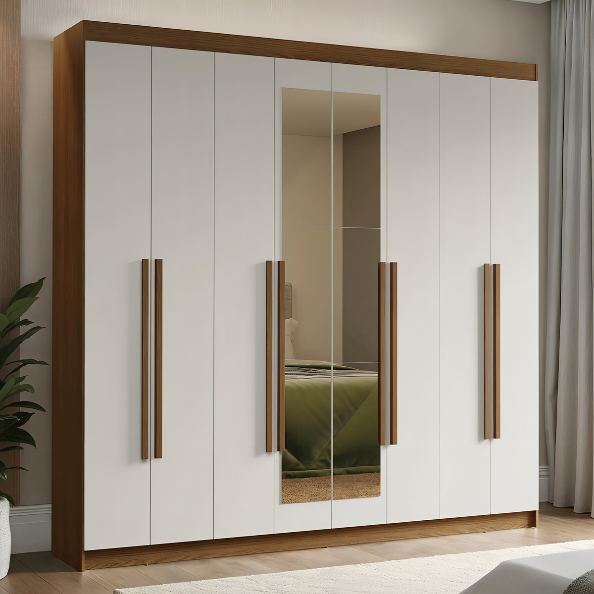 Guarda-Roupa Casal 8 Portas Batentes com Espelho 5
