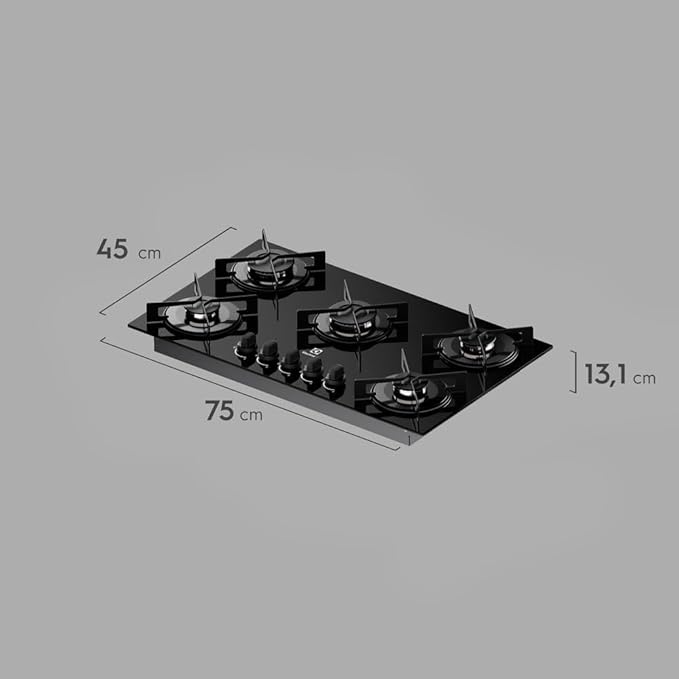 Cooktop 5 Bocas a Gás Electrolux Mesa de Vidro Efficient Grade de Aço Fosco 2