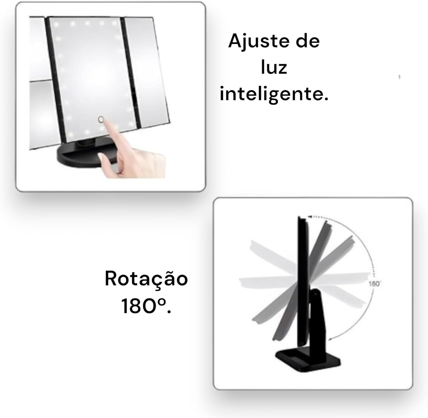 Espelho de Maquiagem LED Dobrável 2
