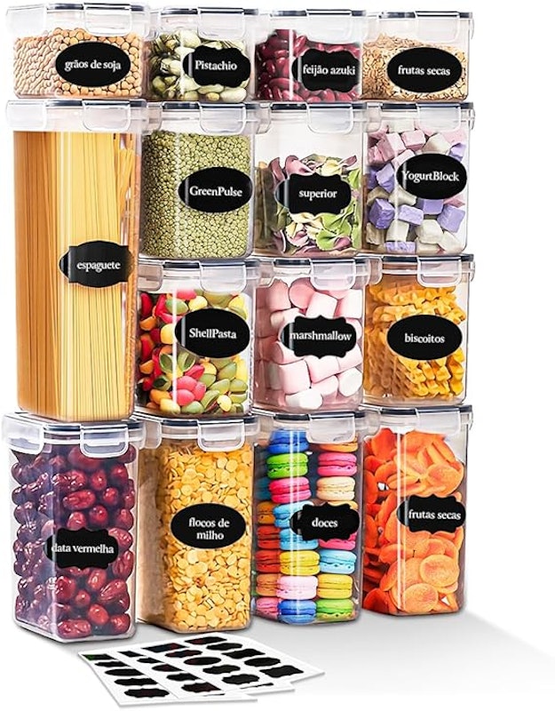 Kit 15 Potes Tampa Hermético Porta Alimentos 1