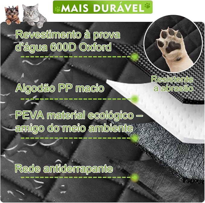 Capa Protetora para Carro Pet Impermeável Antiderrapante 4 em 1 3