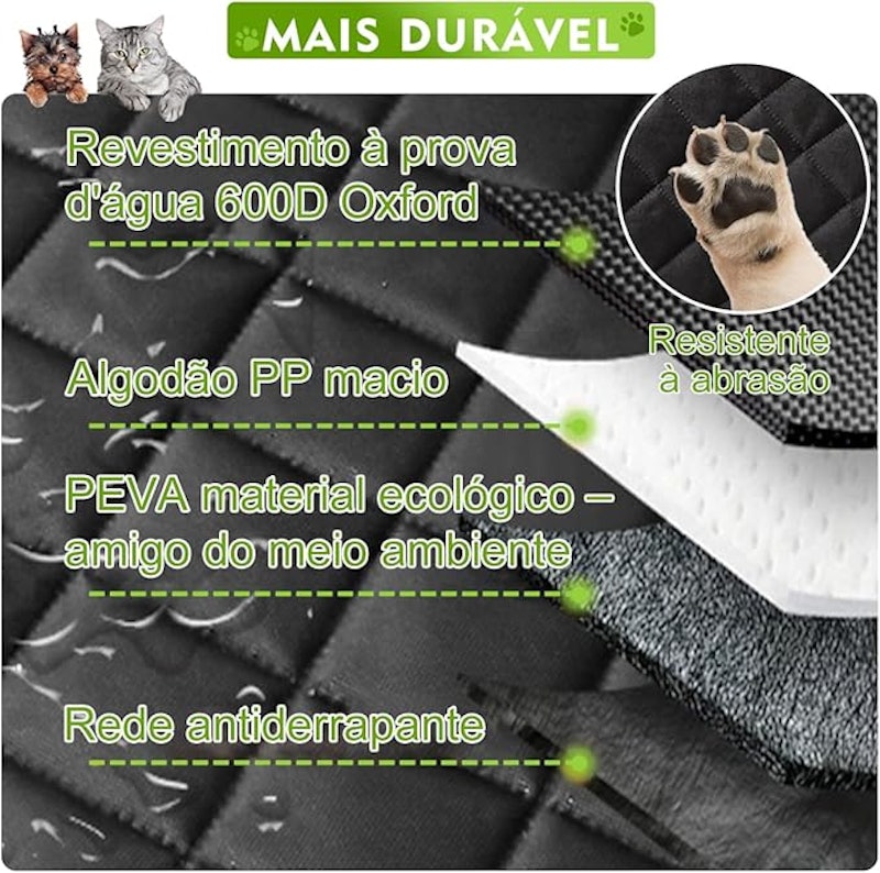 Capa Protetora para Carro Pet Impermeável Antiderrapante 4 em 1 3