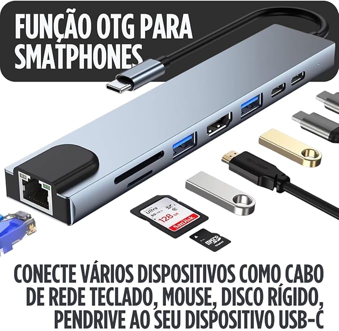 Adaptador Dock Station Hub 8 em 1 4