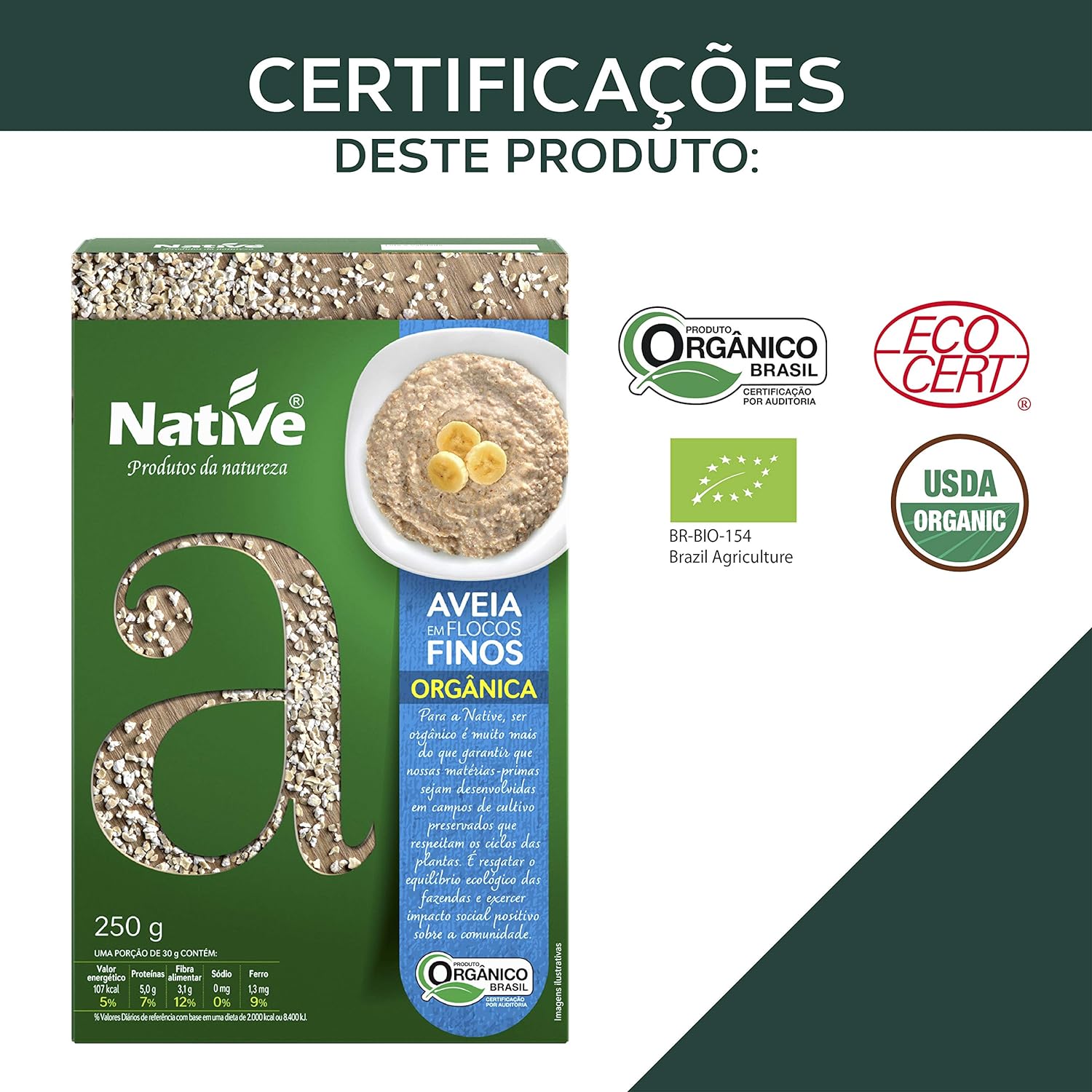 Aveia Em Flocos Finos Orgânica Native 250 g 3