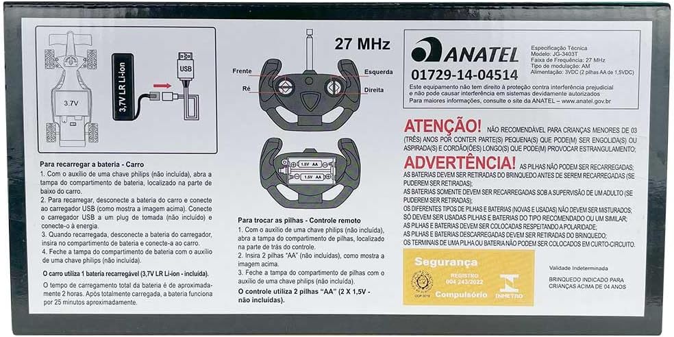 Carro Controle Remoto sem Fio Racing Recarregável 4