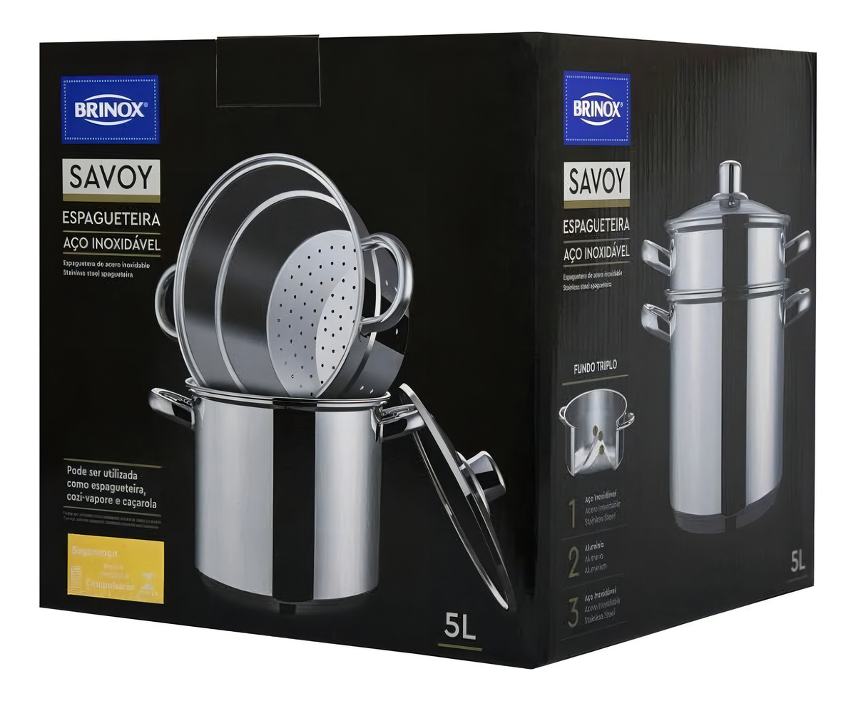 Espagueteira Caldeirão em Aço Inox Brinox Savoy 5
