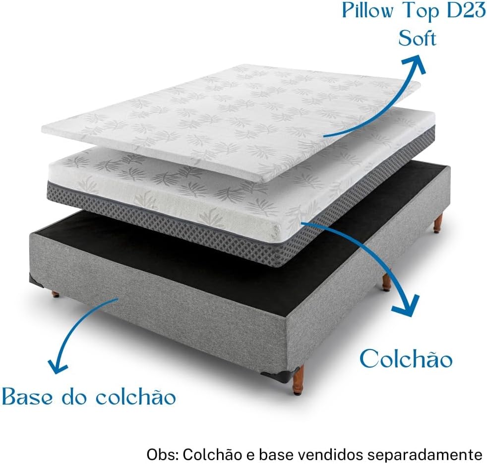 Pillow Top Macio de Espuma D23 Casal SDB Colchões 3