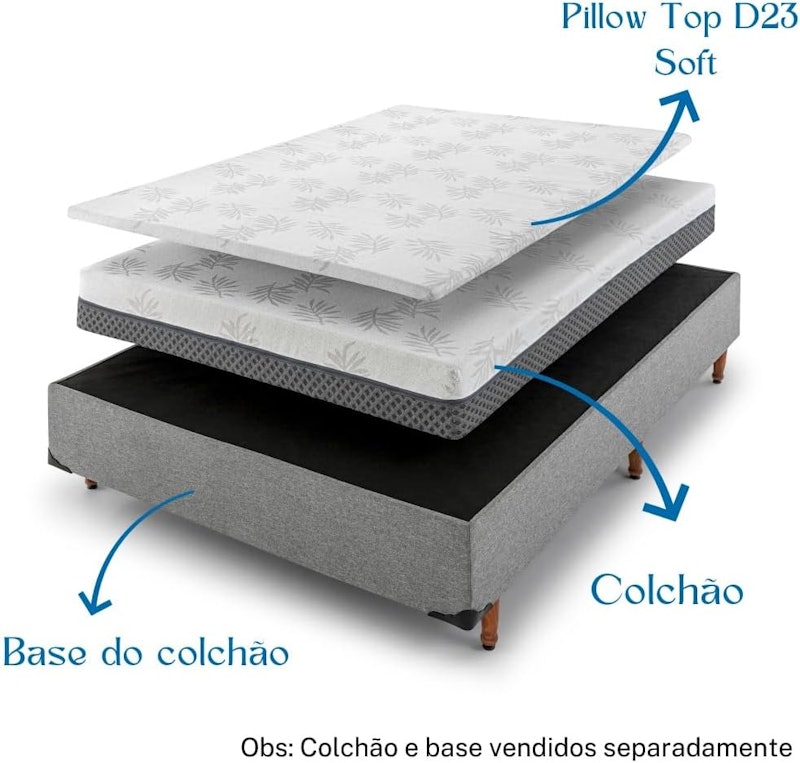 Pillow Top Macio de Espuma D23 Casal SDB Colchões 3