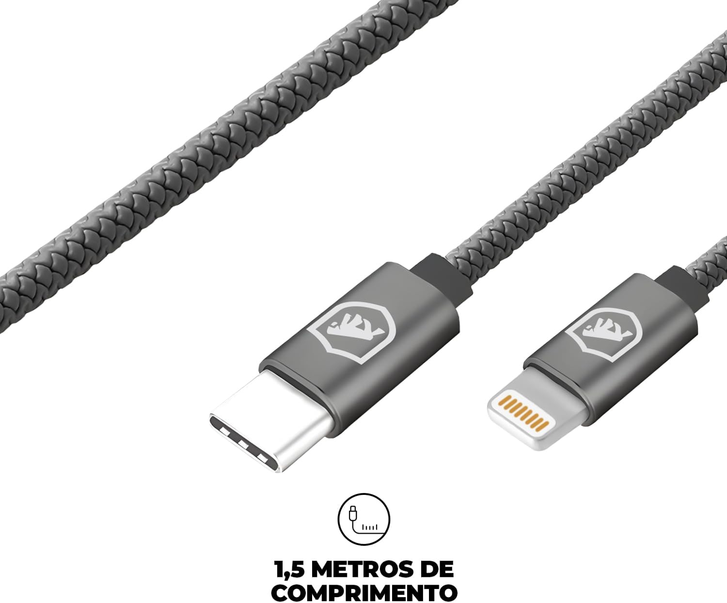 Cabo Symetric Cinza Lightning / Tipo C 1,5 m Gshield 2