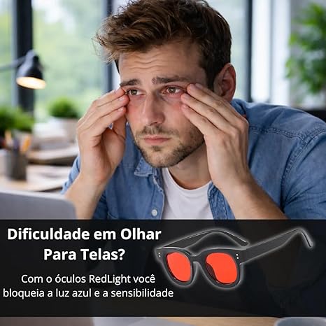 Óculos Contra Luz Azul - Proteção Eficaz Contra Luz Azul - Vemelho 2