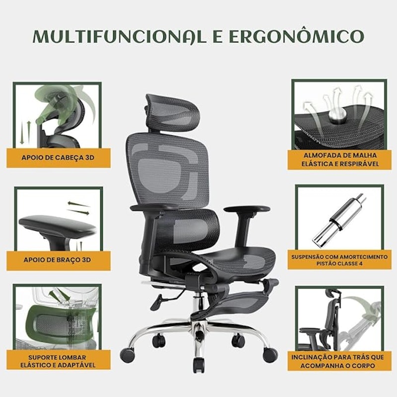 Cadeira de Escritório Ergonômica Mônaco 5