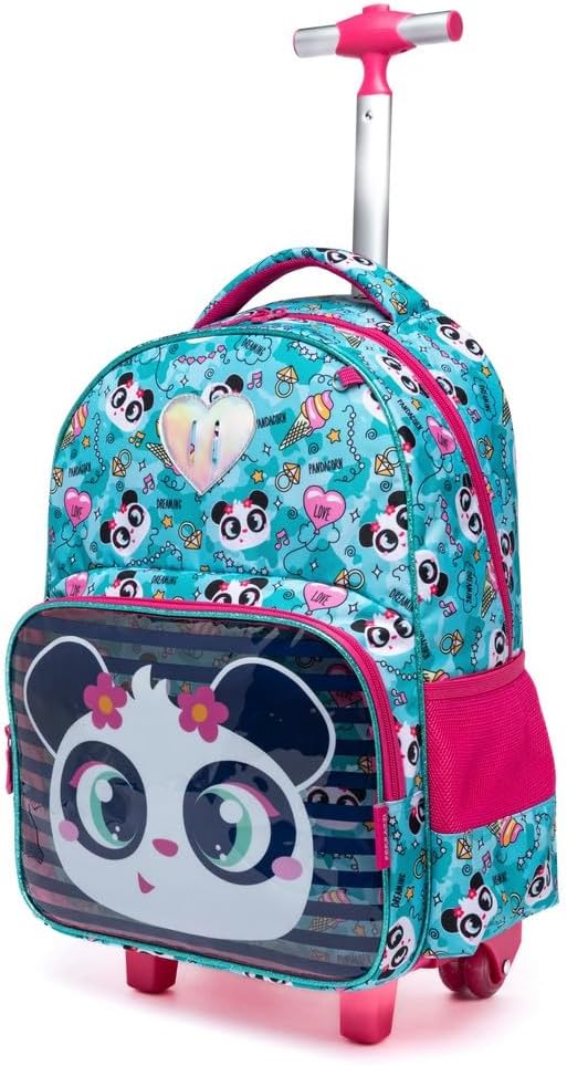 Kit Mochila de Rodinhas Lancheira Estojo Infantil Feminina 5