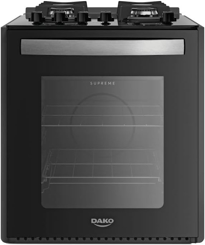 Fogão de Embutir 4 Bocas Preto com Mesa de Vidro Dako Supreme 2