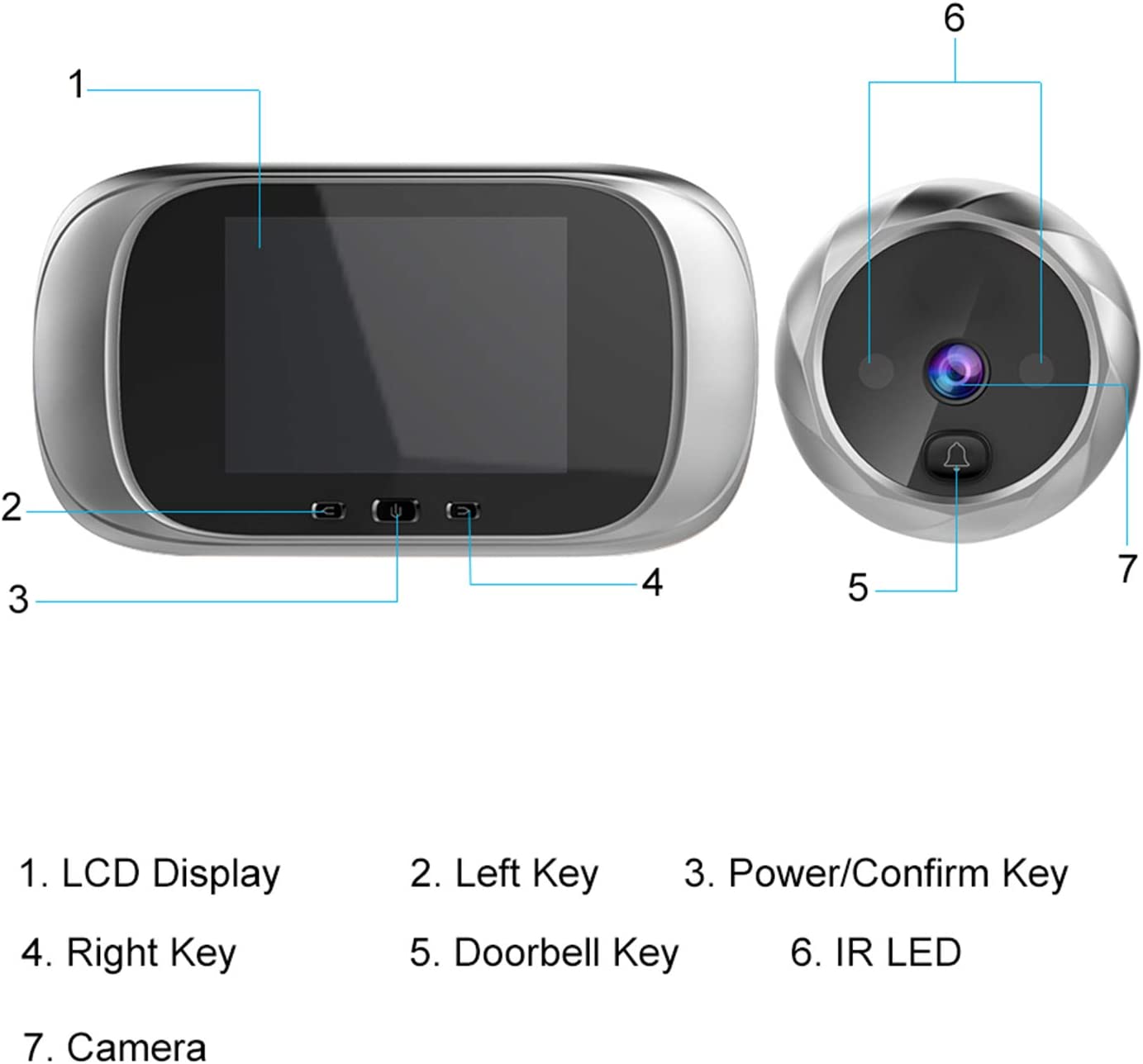Olho Mágico Digital Kiboule Campainha LCD 2,8" 5
