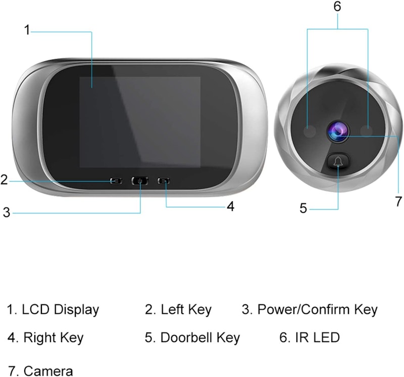 Olho Mágico Digital Kiboule Campainha LCD 2,8" 5