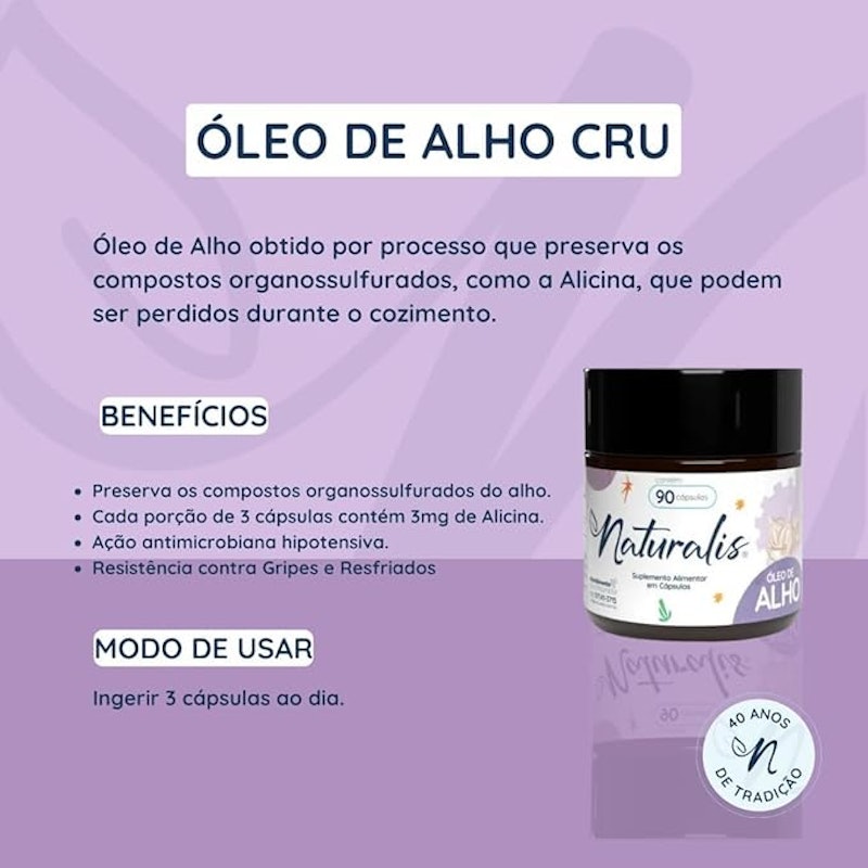 Óleo de Alho Cru Naturalis 90 Cápsulas 4