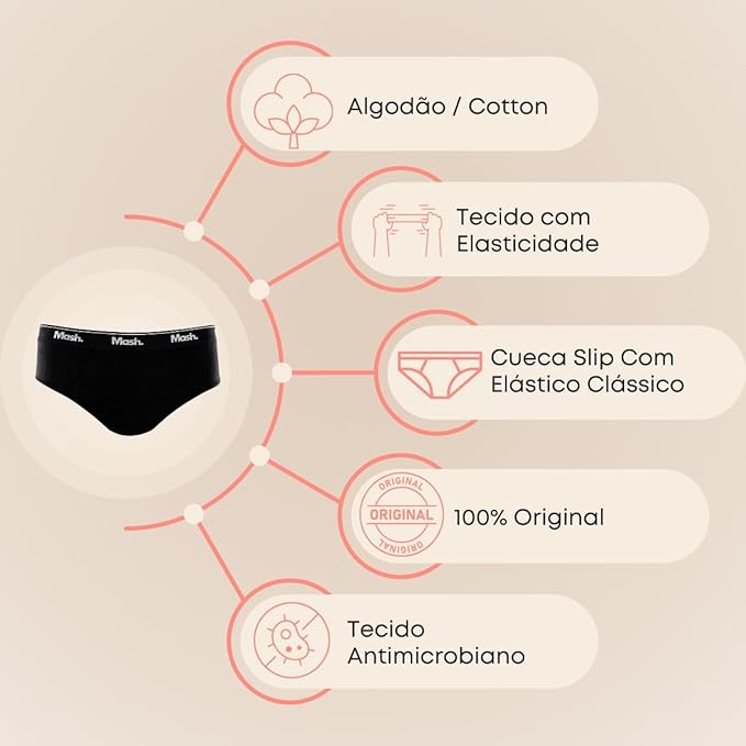Kit 10 Cuecas Slip Algodão Sortido 03 3