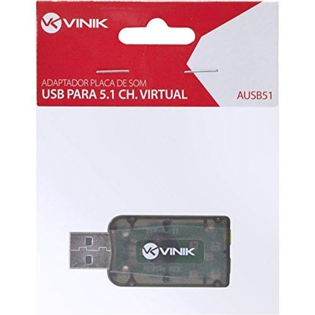 Adaptador VINIK Placa de Som USB 5.1 Canais Virtual AUSB51 5