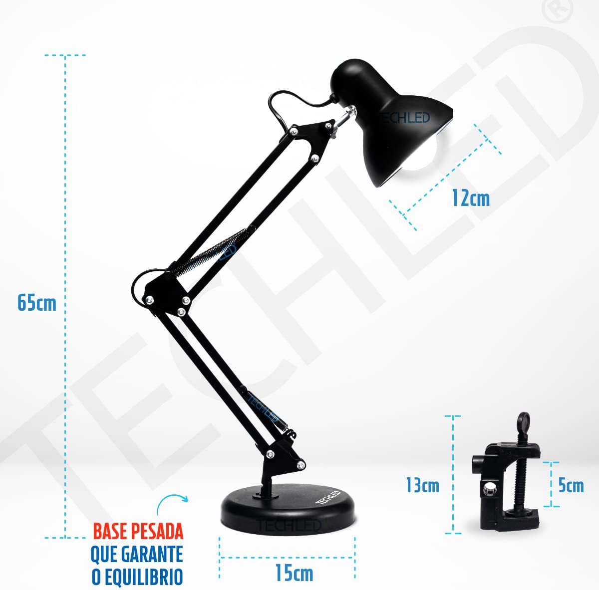 Luminária de Mesa Articulável Preta TECHLED 2