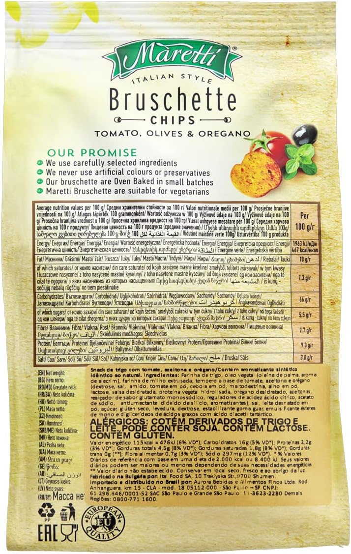 Snack de Trigo Tomate, Azeitona e Orégano Maretti Bruschette 2