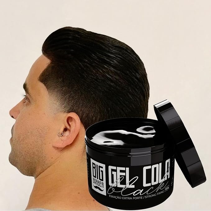 Gel Cola Black Big Barber Pigmentado Fixação Extra Forte Profissional 3