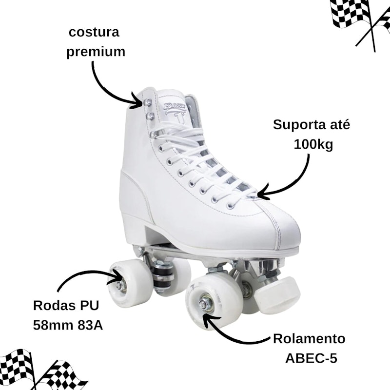 Patins Klassic Branco 58 x 32 mm ABEC-5 3
