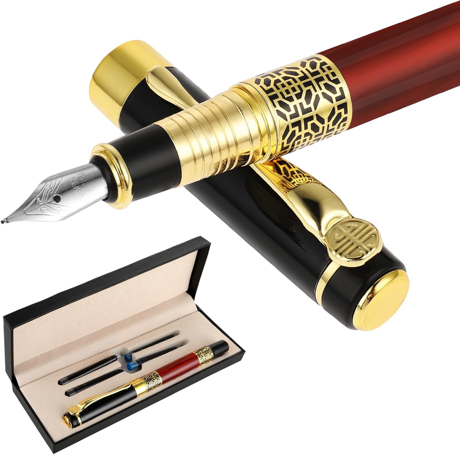 Conjunto Caneta-Tinteiro de Luxo com 4 Cartuchos de Tinta Cobee 1
