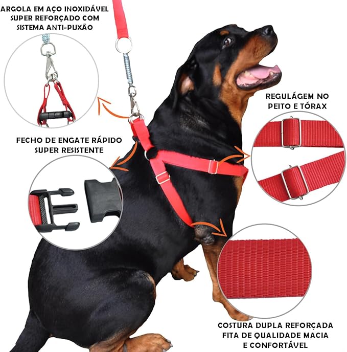 Coleira Peitoral Americana com Guia para Cães de Grande Porte 5