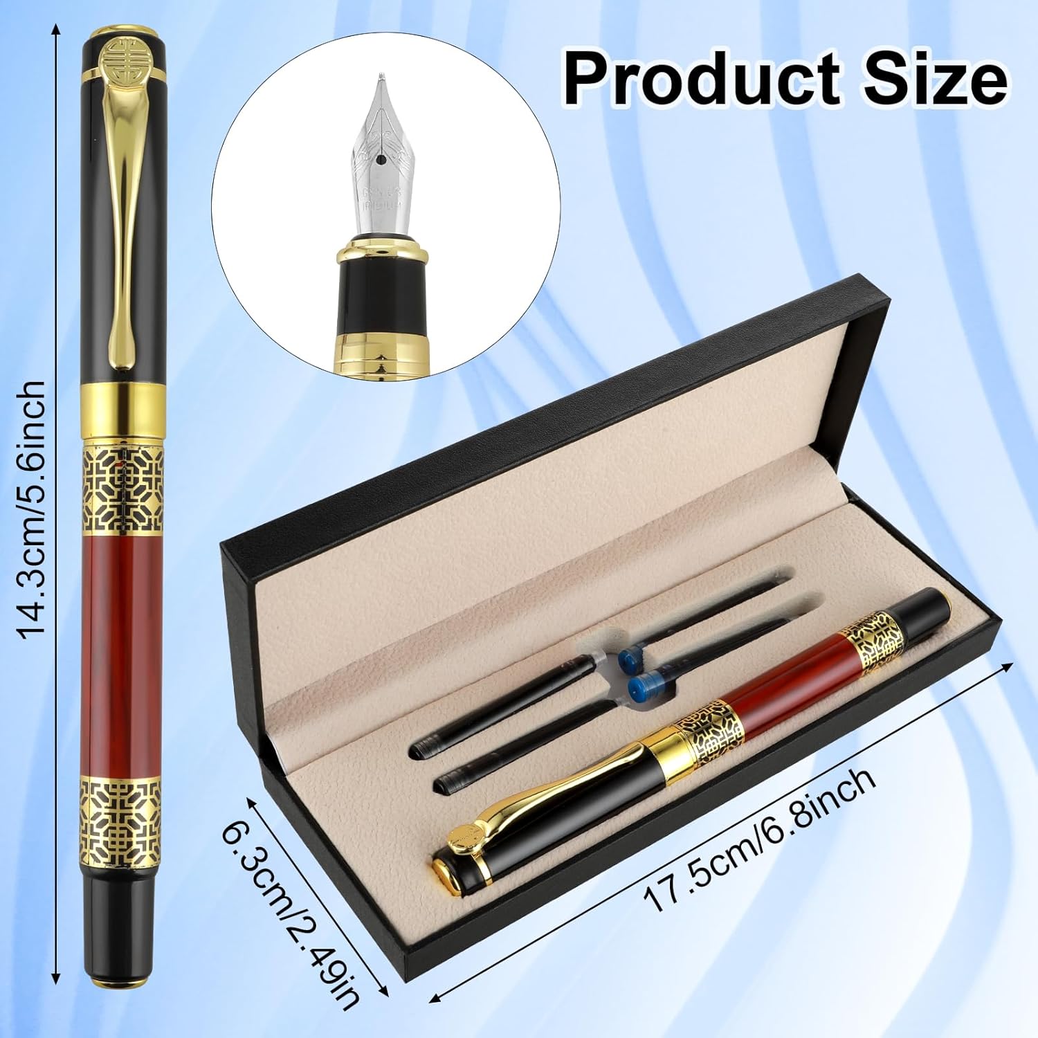 Conjunto Caneta-Tinteiro de Luxo com 4 Cartuchos de Tinta Cobee 2