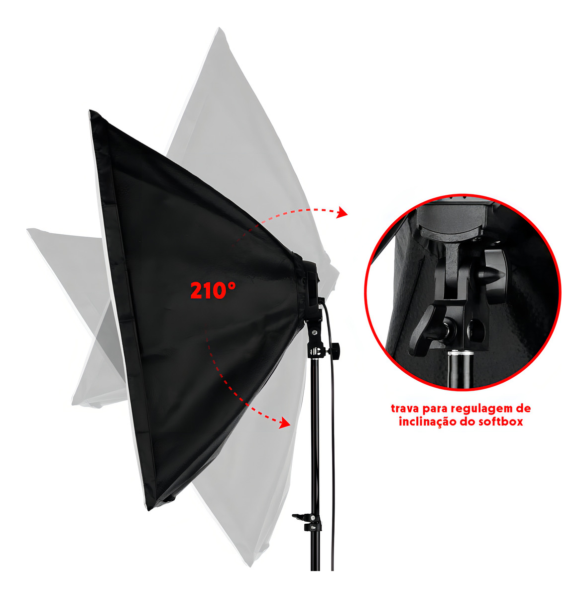 Kit Duplo Softbox Quadruplo Tripés 2M c/ Lâmpada LED Bivolt T-Photo 4