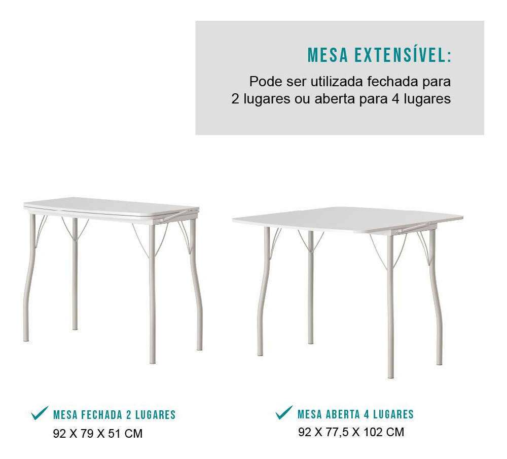 Mesa Dobrável Tampo Branco 5