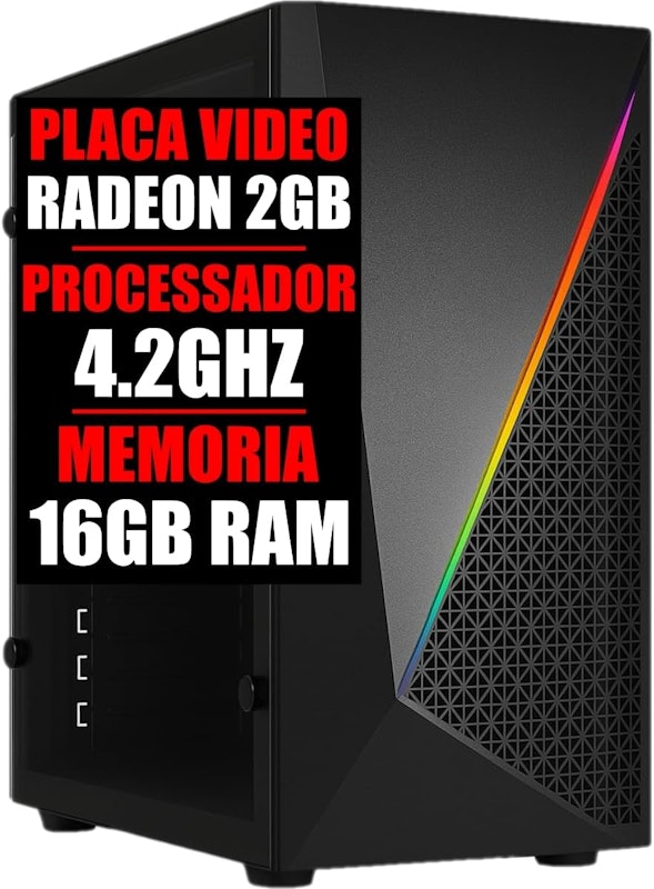 PC Gamer CPU 4.2 GHz, Placa de Vídeo 2 GB, 16 GB RAM e SSD 480 GB 1