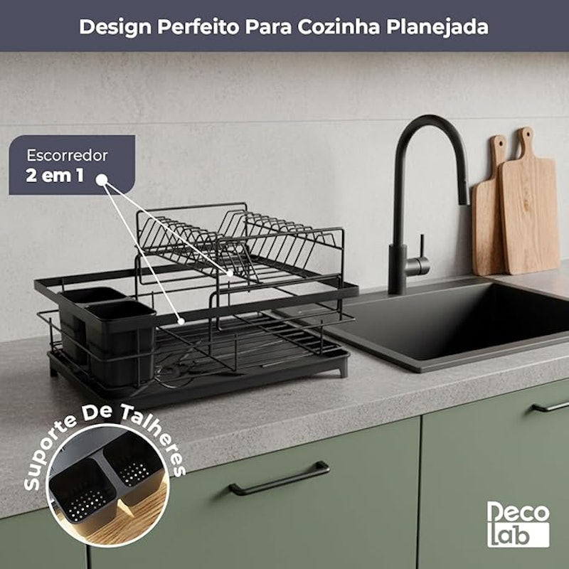 Escorredor de Louça com Escoamento Automático e Suporte 4