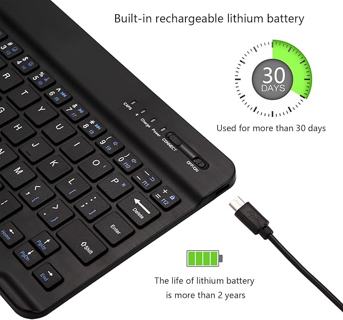 Mini Teclado Bluetooth Ultrafino Portátil Recarregável 5