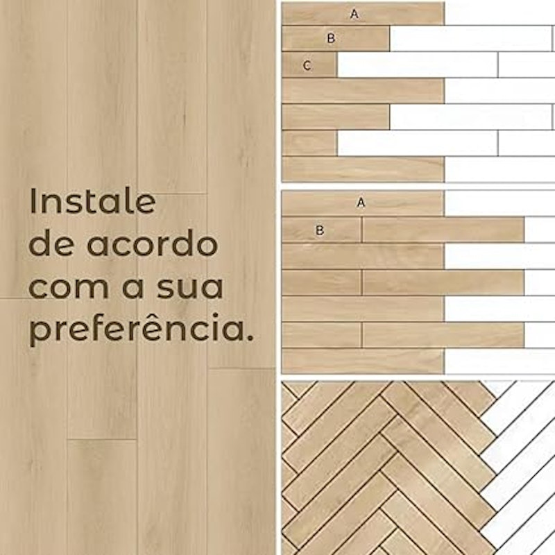 Piso Vinílico Auto Adesivo Régua Madeira Manta Caixa 5 m² Bege Liso 3