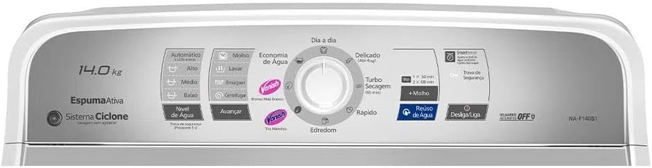 Máquina de Lavar Panasonic Função Vanish Branco Mais Branco 14 kg 4