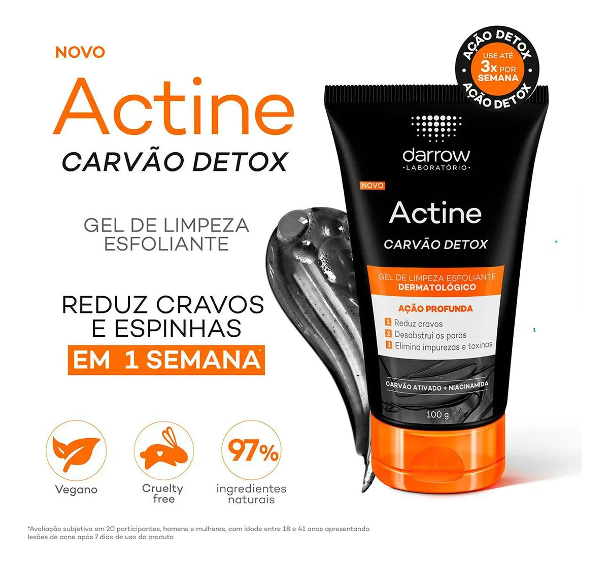 Actine Carvão Detox - Gel Esfoliante Limpeza Profunda 2