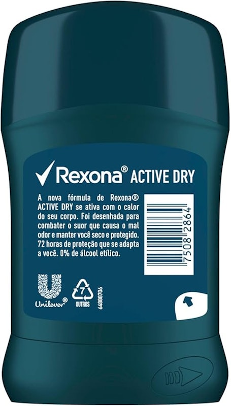 Antitranspirante em Barra Rexona Men Masculino Active Dry 2