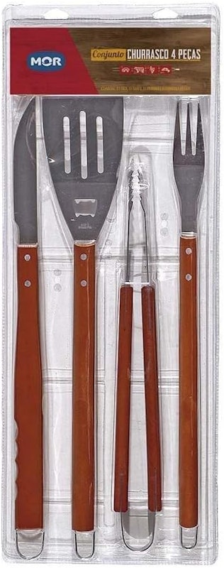 Conjunto para Churrasco 4 Peças Cabos Compridos 3