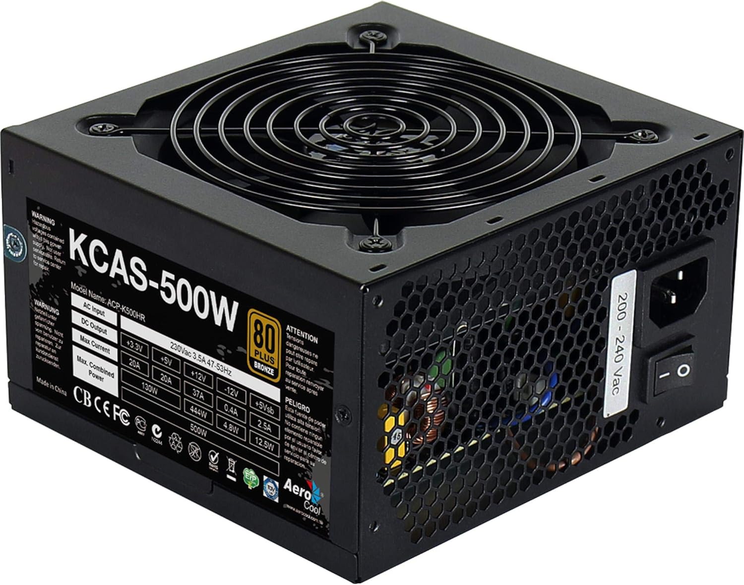 Fonte Gamer ATX Aerocool KCAS 500 W 80 Plus Full Range APFC 4