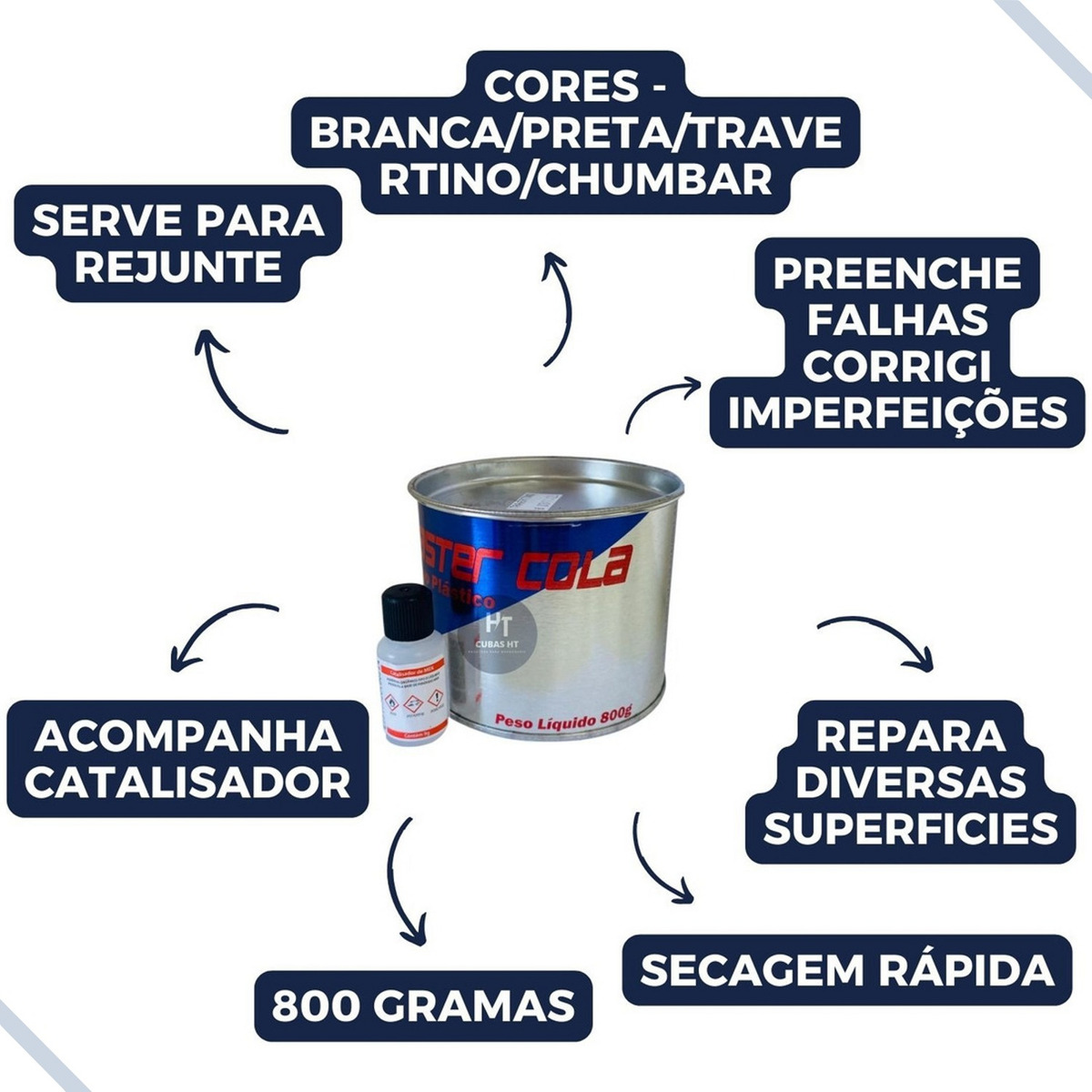 Massa Plástica para Mármore, Granito e Porcelanato 800 g 2