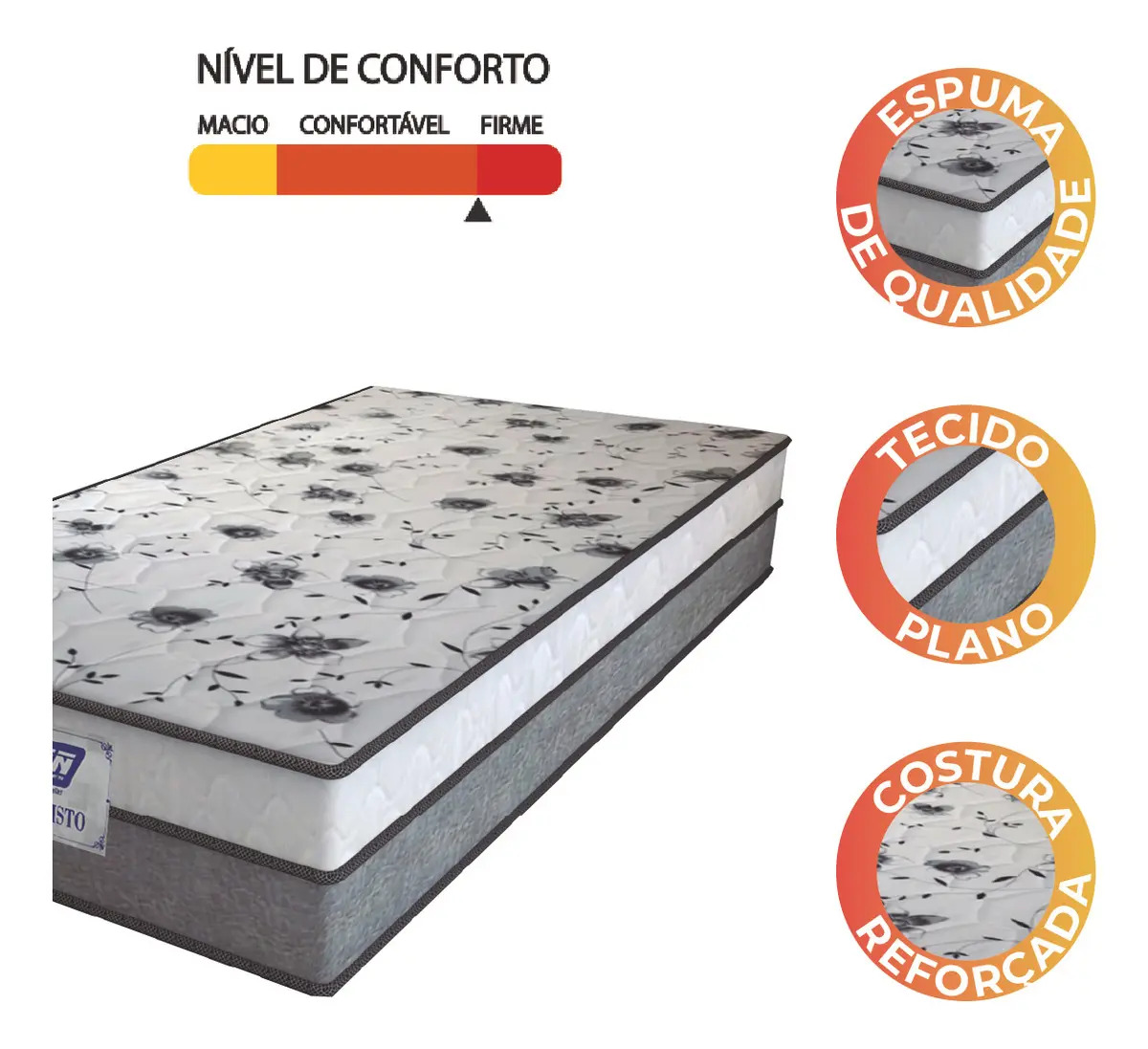 Colchão Solteiro Espuma D33 Fort 88 x 188 x 21 cm Gazin 3