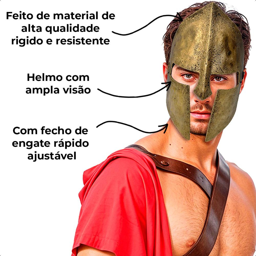 Máscara Gladiador Espartano Dourada pra Fantasia Cosplay Masculina 4